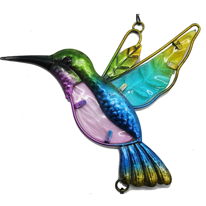 

Hot Birds Wind Chimes Outdoor Yard Garden Wind Chime Bronze Bells Multicolored Glass Home Decor Wind Bell Wall Hanging Ornaments