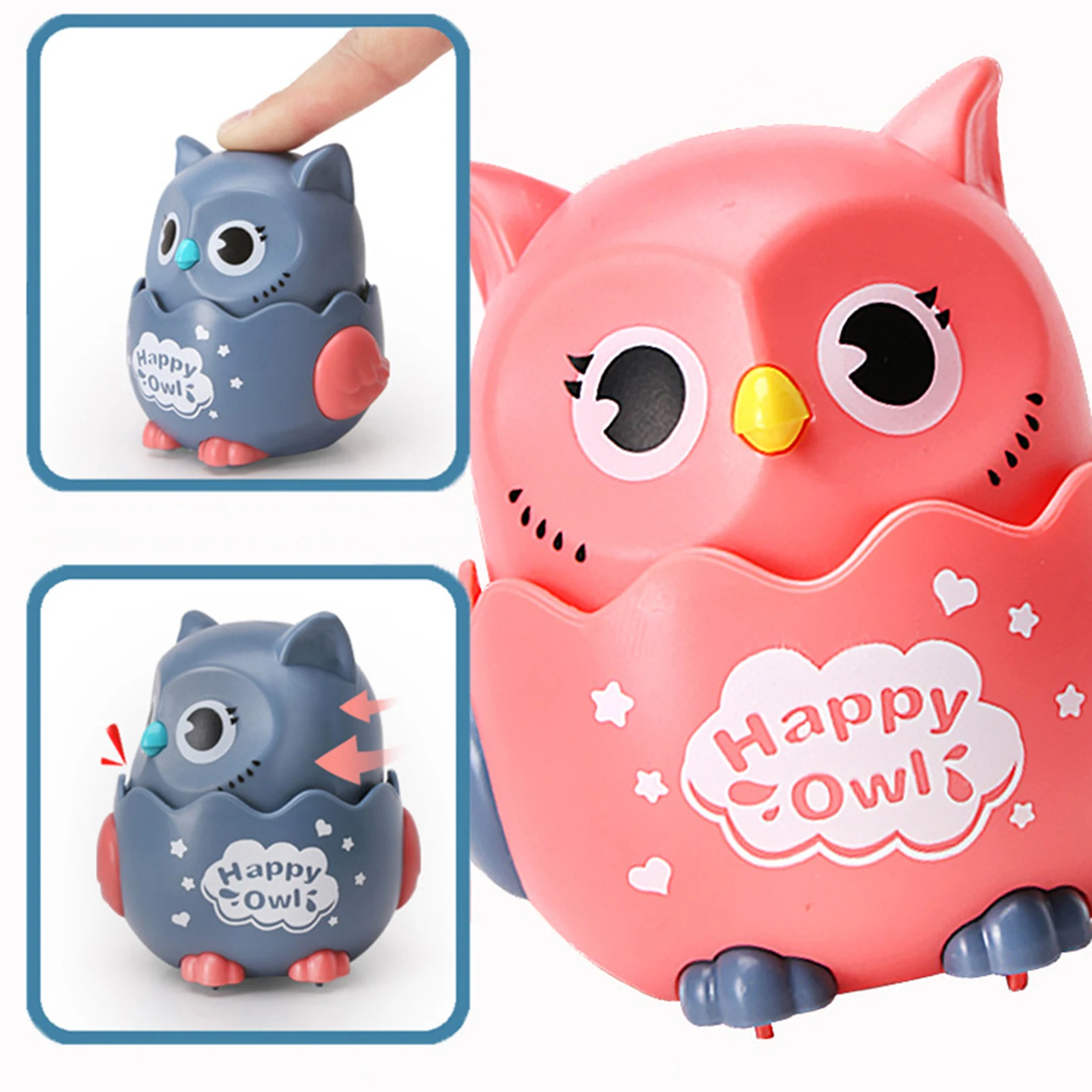 

Children Press Clockwork Car Toys Push And Go Friction Powered Mobile Owl Car Taxi Model Baby Mini Car Gift Children Toys