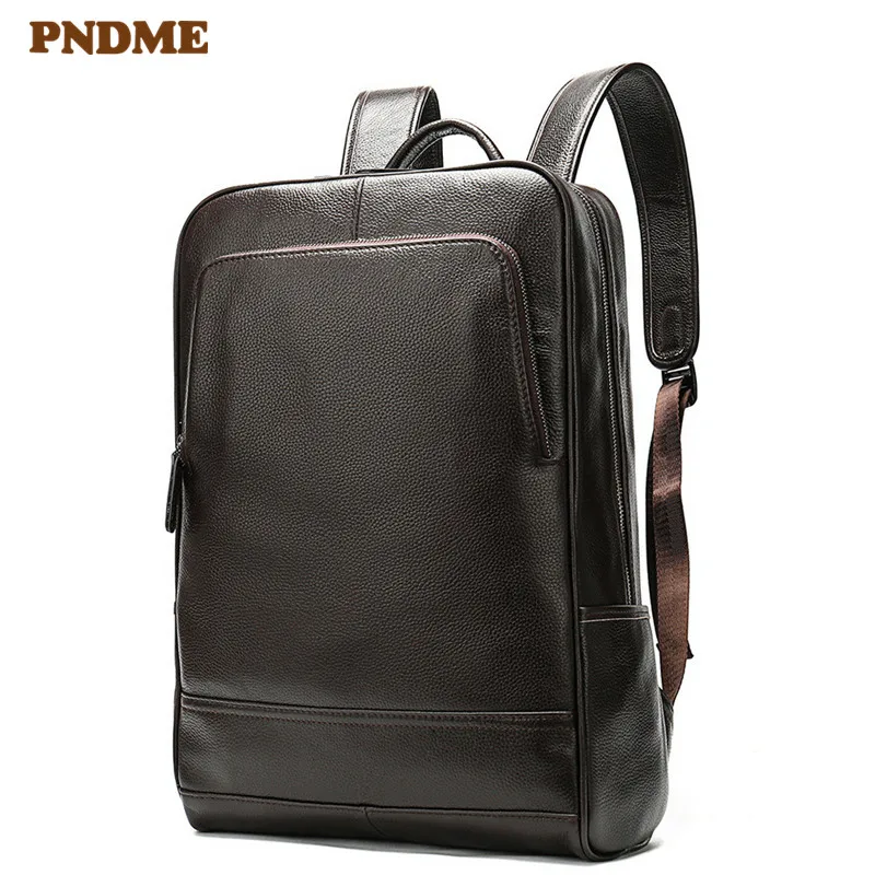 Business high-quality natural genuine leather men s large-capacity backpack fashion simple travel real leather laptop bagpacks