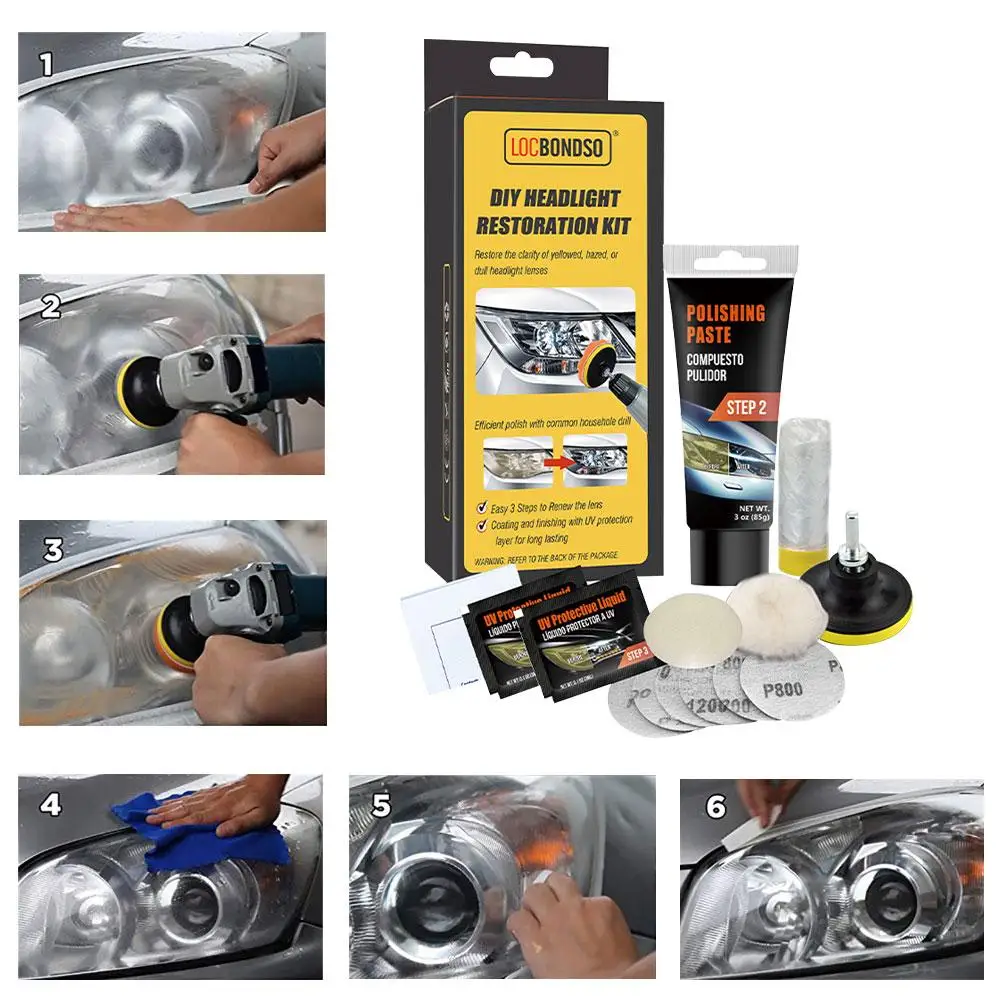 

DIY Headlight Restoration Kit DIY Headlamp Brightener For Car Auto Care Head Lamp Lense Repair Clean Light Polishing Paste