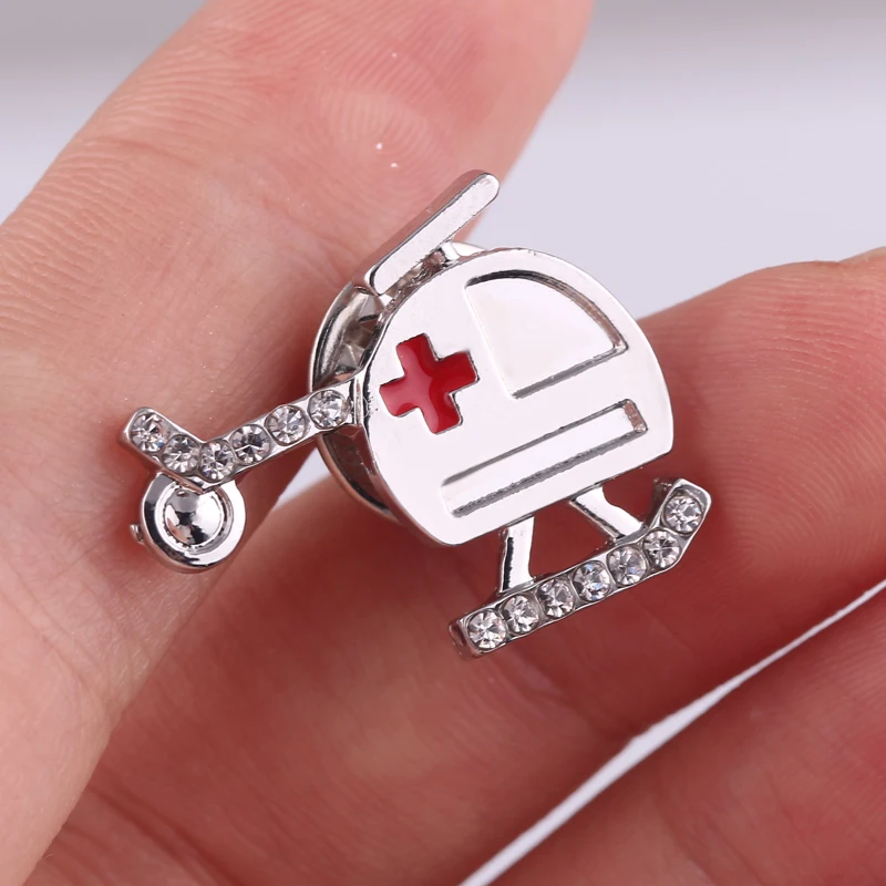 Брошь с кристаллами для воспроизведения фильмов скорой помощи вертолета модная