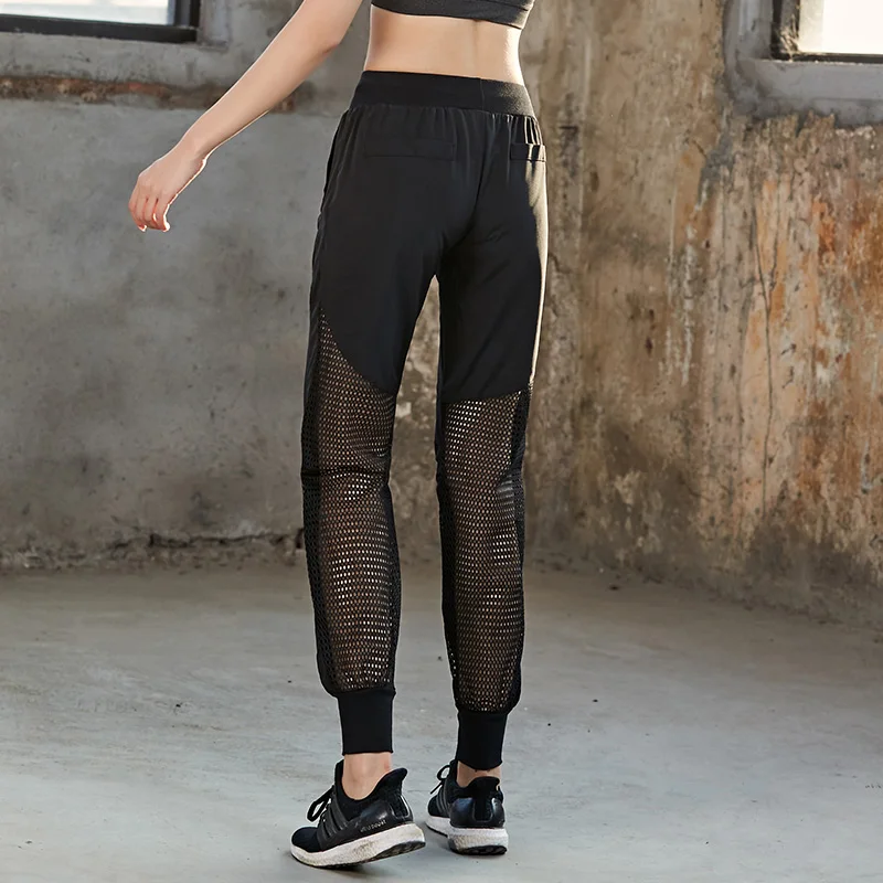 Женские сетчатые спортивные штаны с дырками дышащие для бега фитнеса йоги