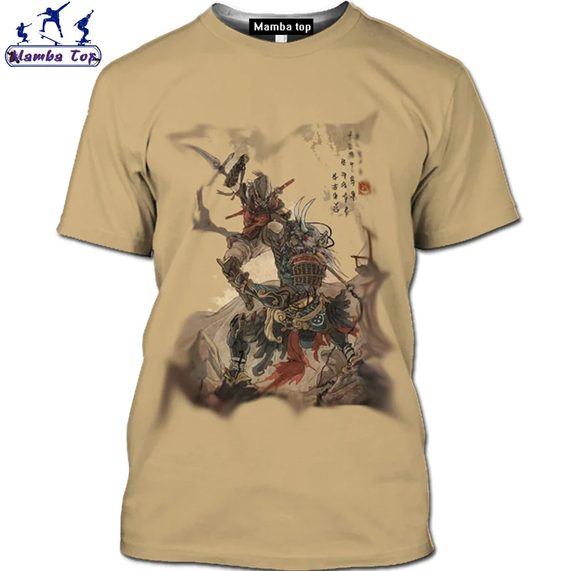 Топ Mamba футболка с японским Самураем мужские футболки 3D-принтом манга череп маска