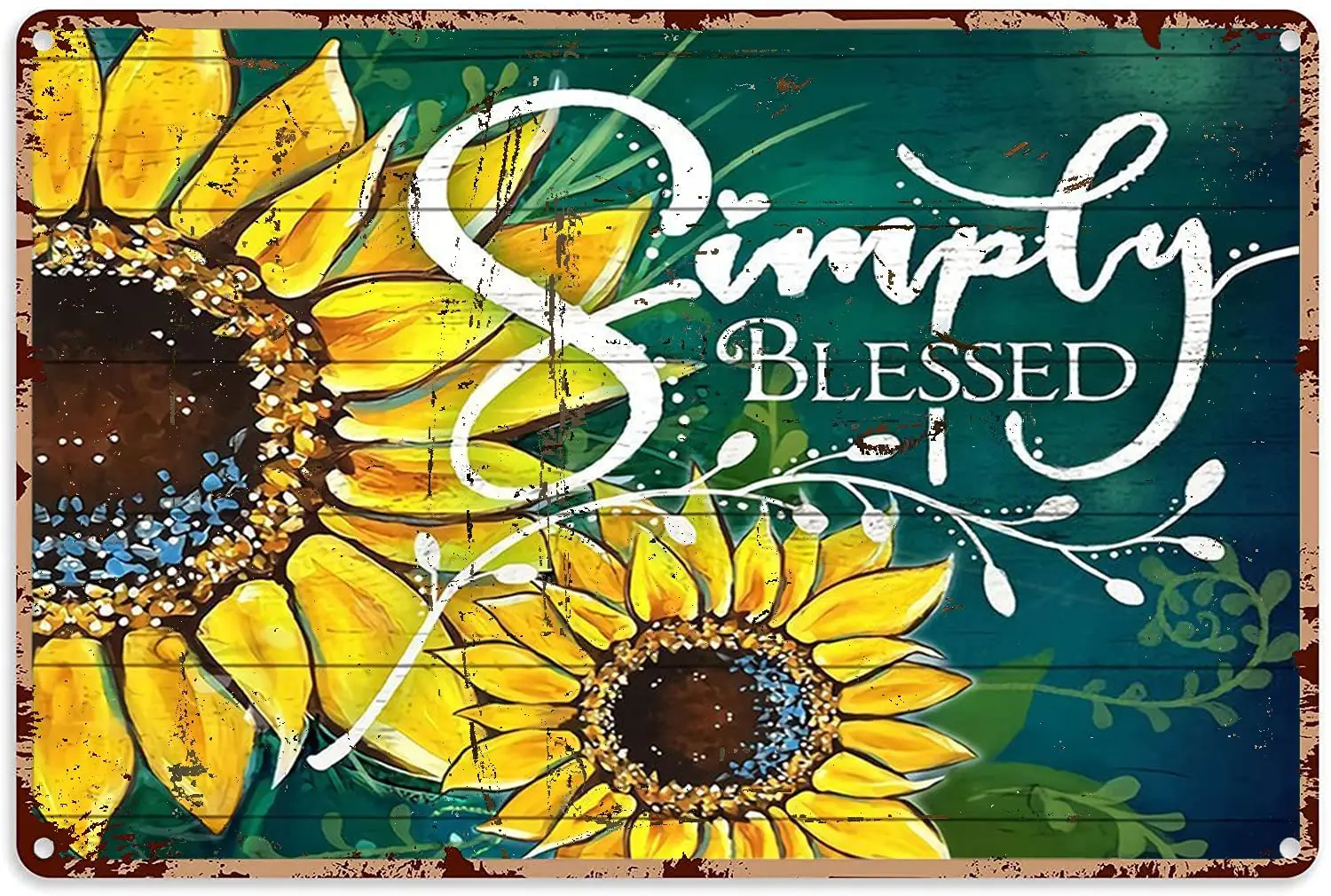 

Sunflower Decorations for Home Sunflower Simply Blessed Metal Sign Decor Tin Aluminum Sign Wall Art Metal Poster for Garden Home