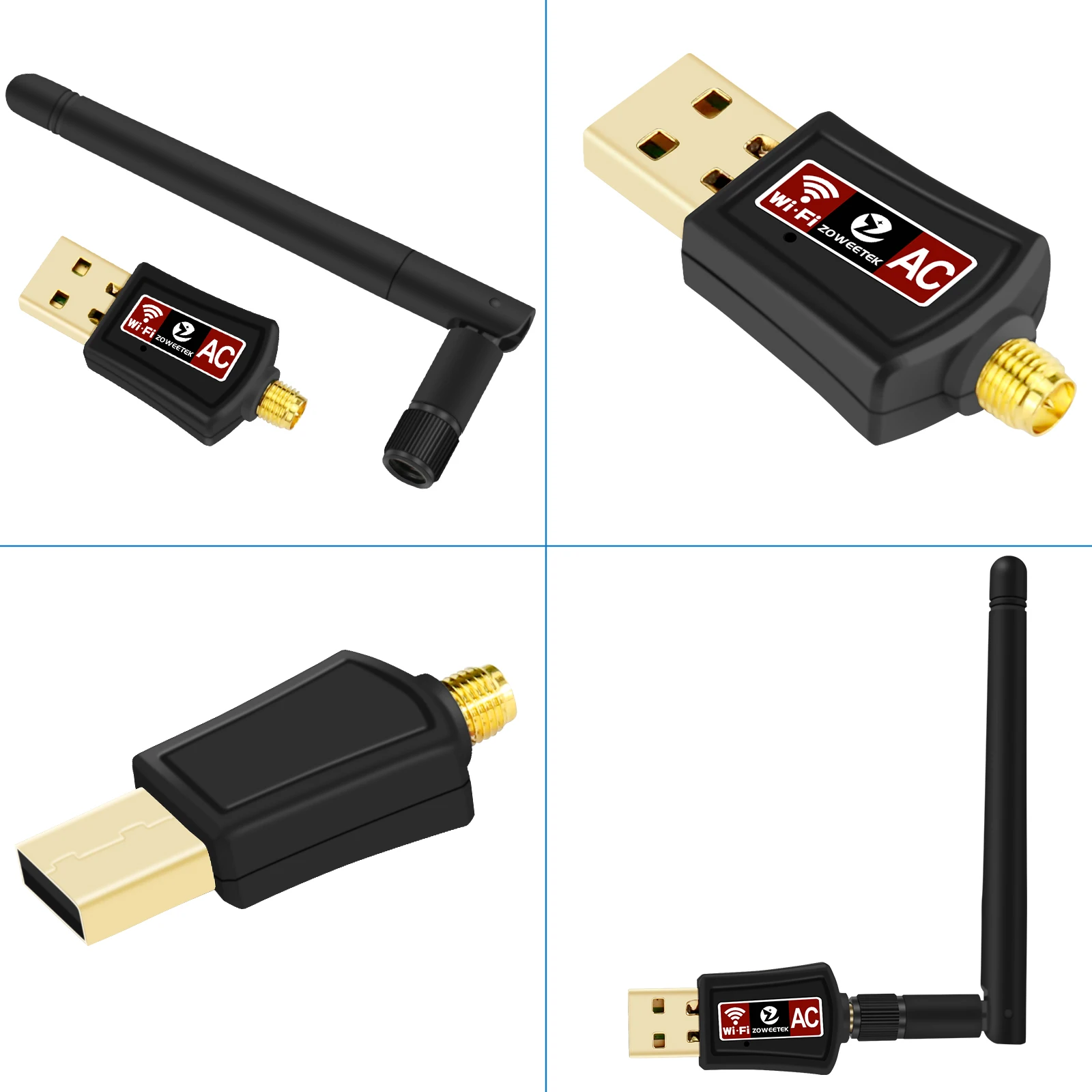 Беспроводной мини Wi-Fi адаптер Zoweetek 2d600Mbps 802.11ac двухдиапазонный 2 4G/5G USB сетевой