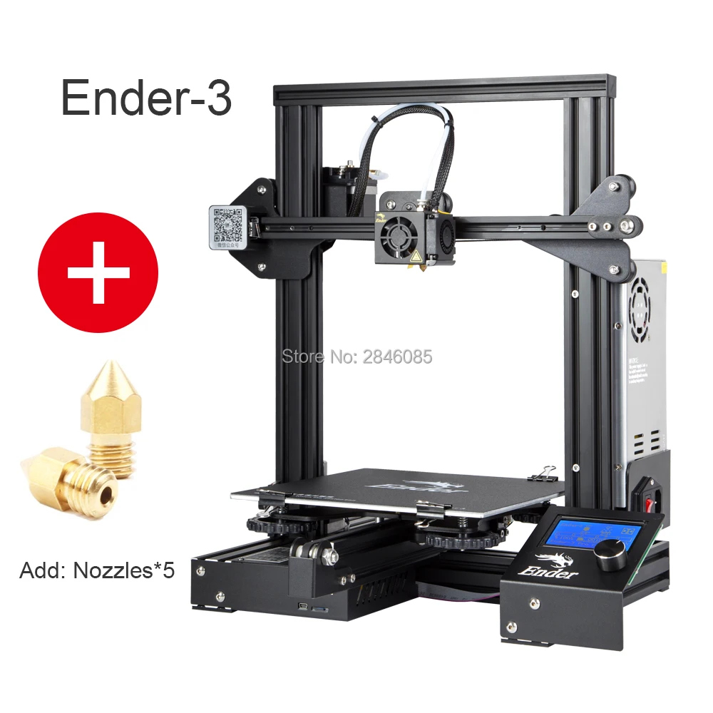 Ender-3 Add Nozzles CREALITY 3d принтер Ender-3/Ender-3X из закаленного стекла опционально, V-slot Resume power Failed Printing DIY KIT Hotbed - Цвет: Ender-3 Add Nozzles