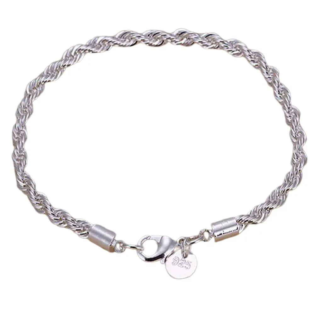 

Simple Fashion Silver Plated Women's Bracelet Fashionable Valentine's Day Elegant Twist Rope Shape Bracelet