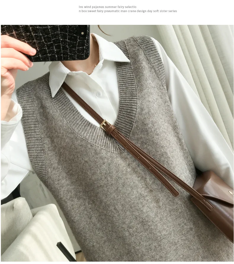 

TVVOVVIN New autumn winter large size two-piece dress set knitting sleeveless vest mid-length pleated dress loose caual 68EH