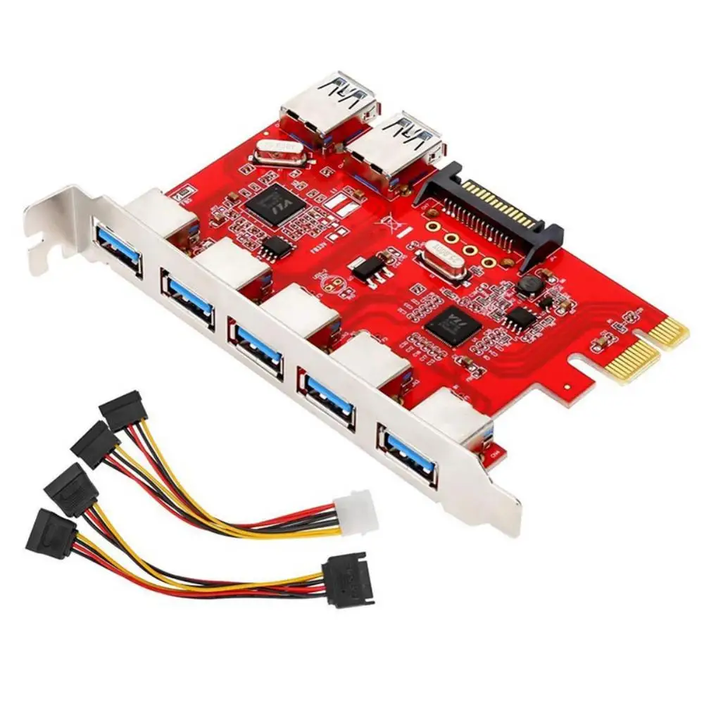 Компьютерная шина PCI-E 7-Порты USB 3 0 карты расширения адаптер 5 Внешний Порты и