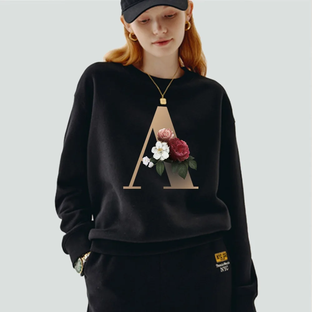 Женский Осенний свитшот с длинным рукавом модный черный пуловер серия принтом