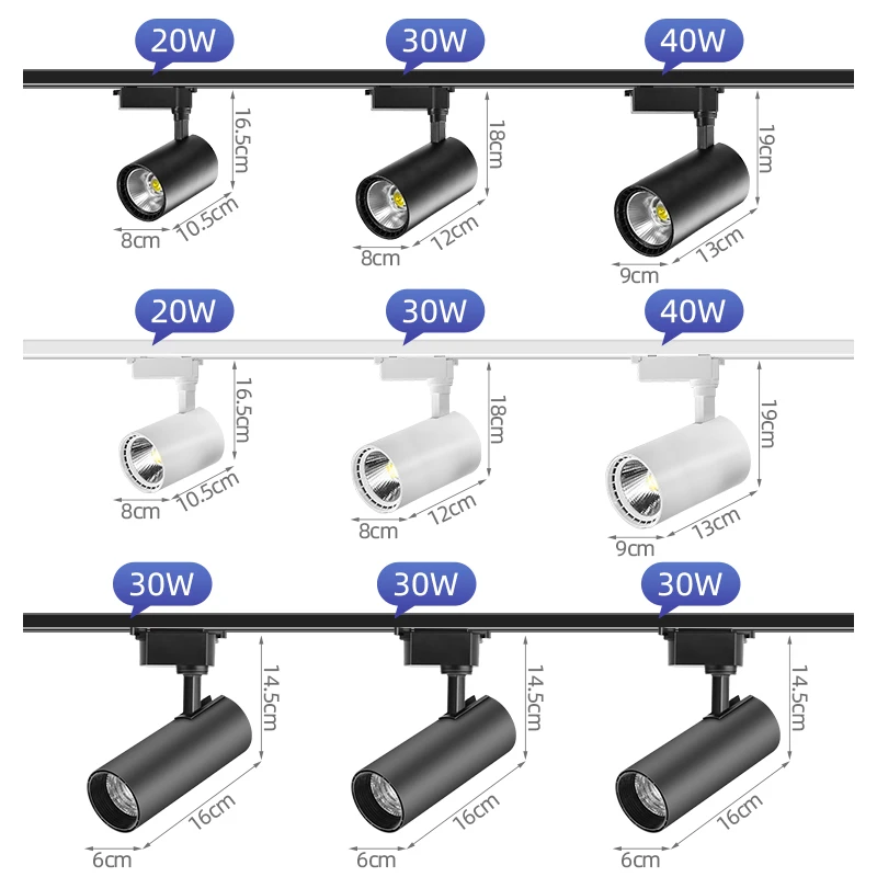 Полный комплект Светодиодный Трековый светильник COB 20 Вт 30 40 рельсовый