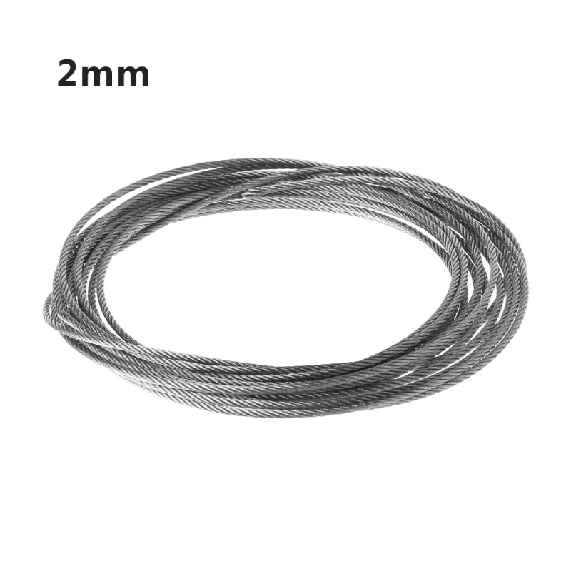 

New 5m 304 Stainless Steel Wire Rope Soft Fishing Lifting Cable 77 Clothesline R9JC