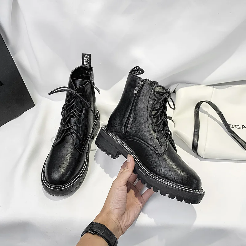 

Martin Boots for Womans Winter Shoes 2021 New Fashion Ankle Booties Thick Bottom Black Platform Casual Shoes Female Short Boots