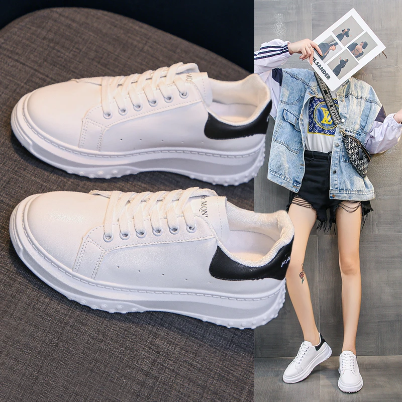 

Женские кроссовки, Модные женские кроссовки, повседневная универсальная Удобная однотонная женская обувь на платформе с круглым носком, 2021