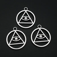 8pcslots 28x32mm antique silver plated eye horus egyptian triangle charms hollow pendants for diy fashion jewellery finding