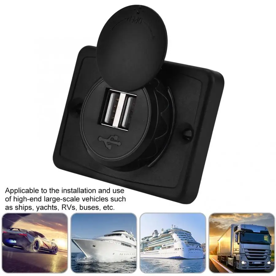 Usb зарядное устройство 3.1A автомобильный двойной черный ABS USB порт зарядное устройство розетка 12 В светодиодный водонепроницаемый разъем для автомобиля