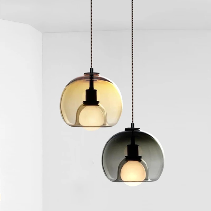 

Dia 25cm Nordic Minimalist Small Glass Ball Chandelier For Living Room Bedside Bedroom Study Restaurant Bar Counter Dining Room