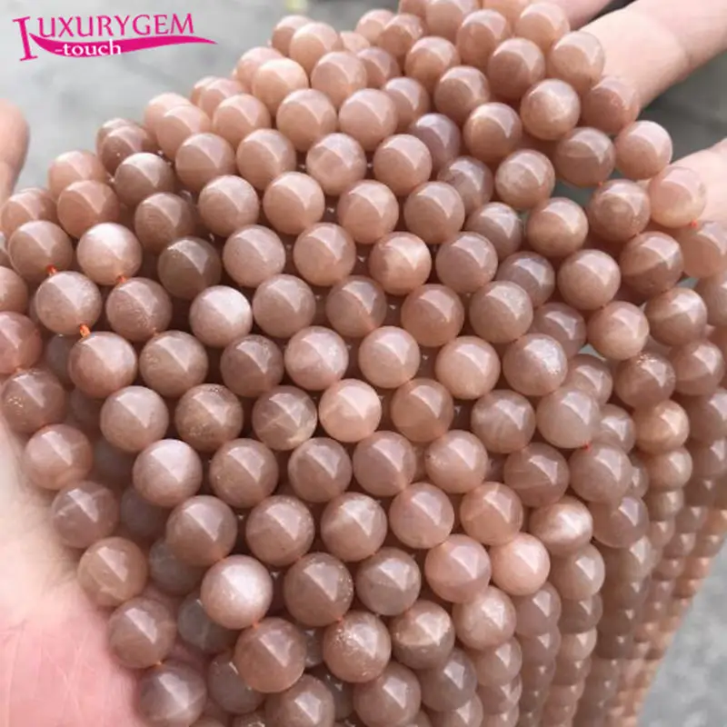 

High Quality Natural Sun Stone Round Shape Loose Spacer Smooth Beads 6/8/10/12/14mm DIY Gems Jewelry Accessory 38cm sk43