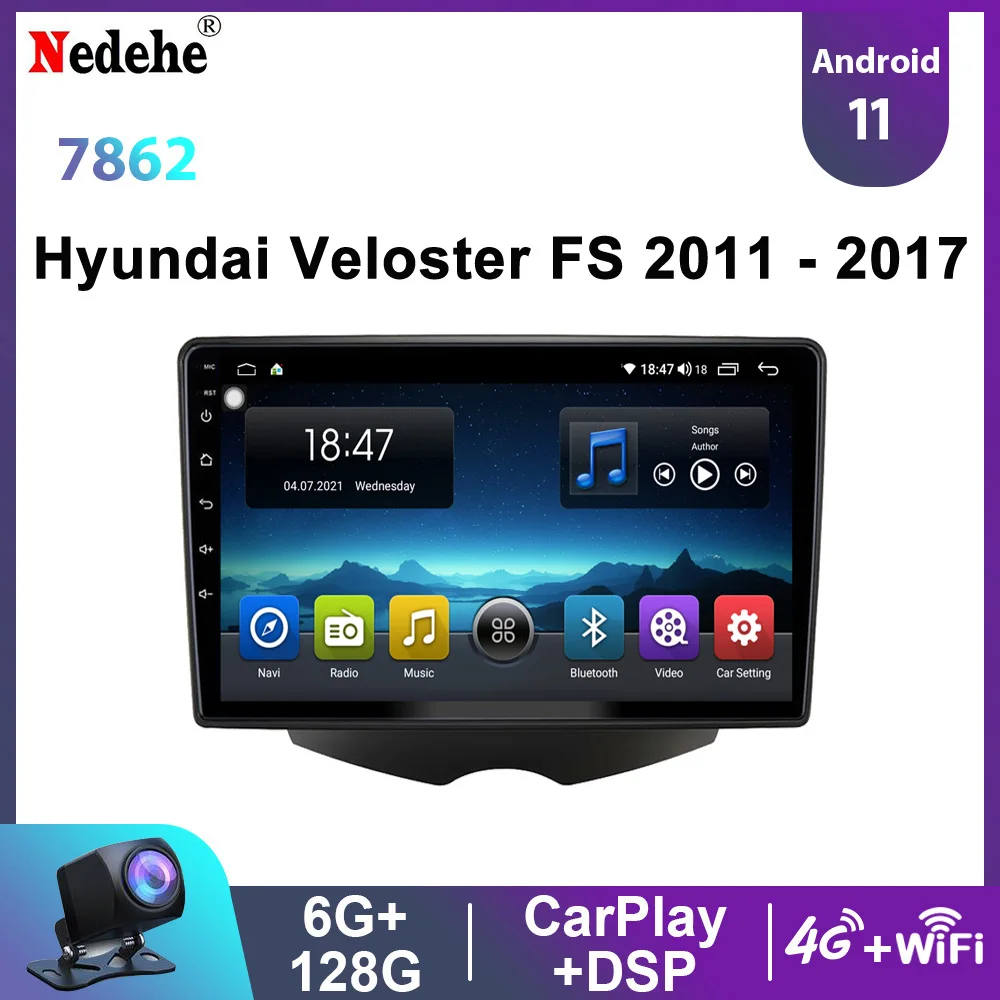 Автомагнитола 2DIN для Hyundai Veloster 2011-2017 8 ядер Android 11 мультимедийный видеоплеер