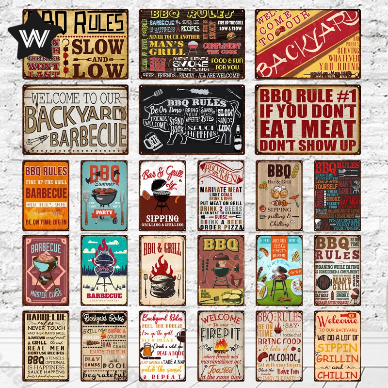 

Металлический плакат для барбекю, оловянный плакат для барбекю, металлический плакат в потертом стиле, оловянный значок, винтажный металли...