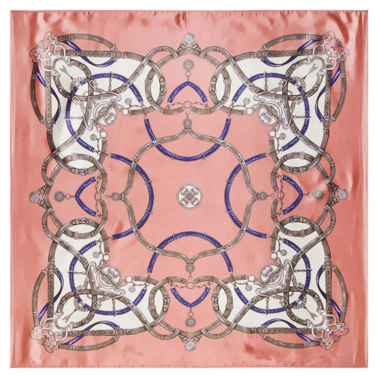 

Шелковый атласный шарф для волос 90*90 см, Женский носовой платок, цепочка с принтом, женские квадратные шейные шарфы, Модный маленький шейный ...