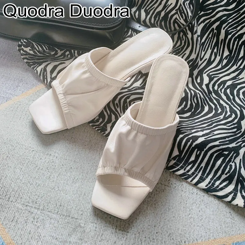 Мюли женские из натуральной кожи летние шлепанцы без застежки открытый носок