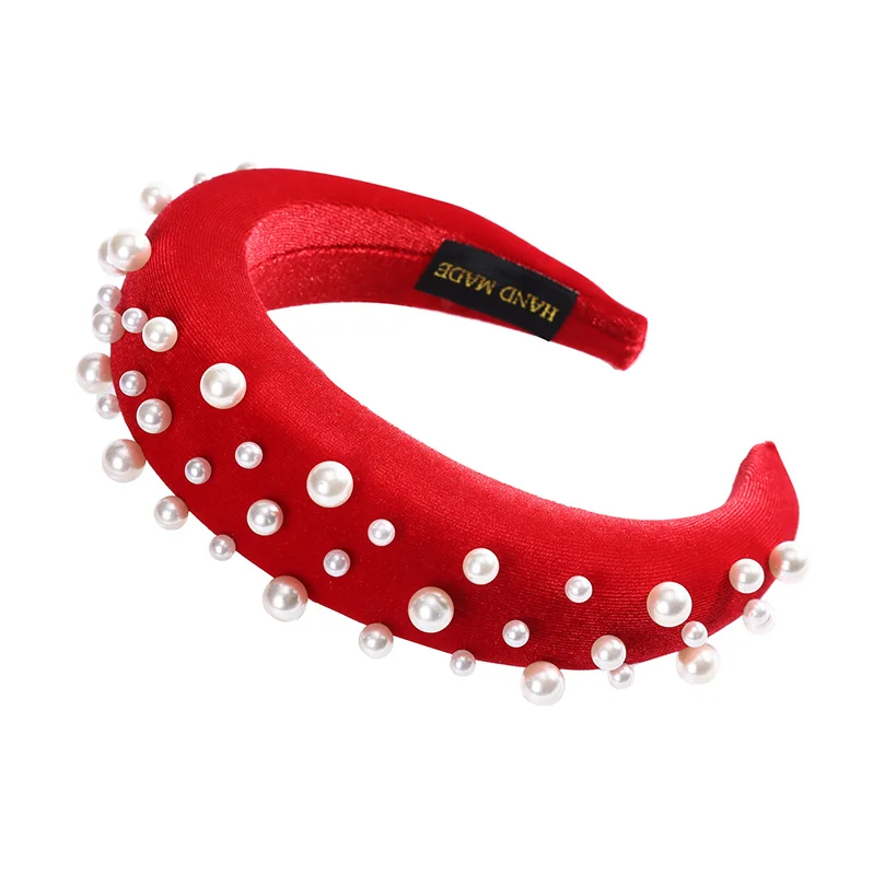 19-K AWAYTR New Retro Velvet Sponge Rhinestone Hairband For Women Padded Headband Girls Hair Accessories Hair Jewelry Free Shipping - Цвет: 19-K