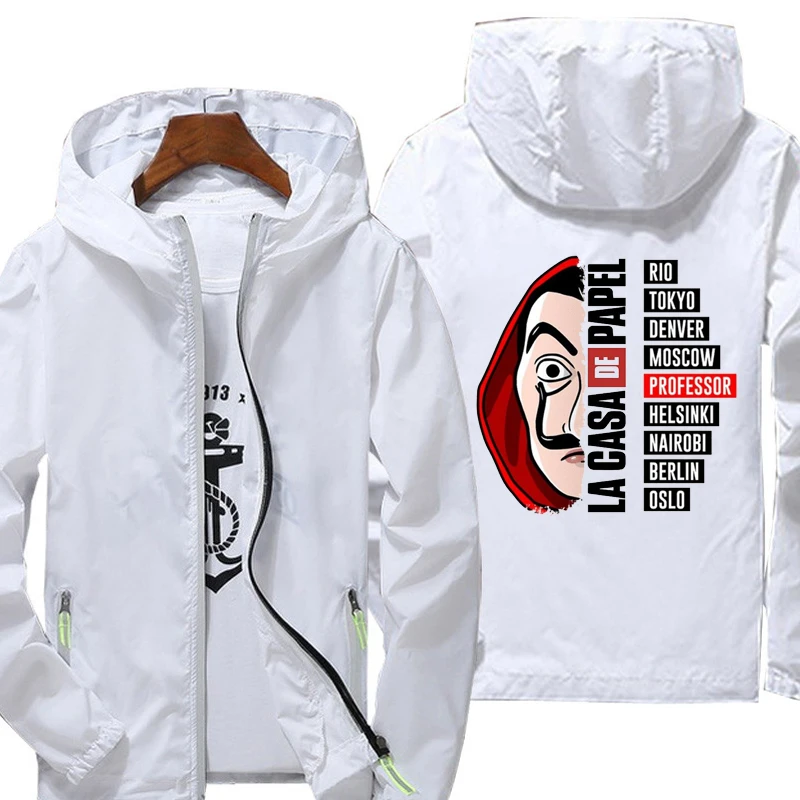 

Fashion La Casa De Papel ​jacket men windbreaker hoodie reflective zipper thin jacket unisex casual Sun protection jacket