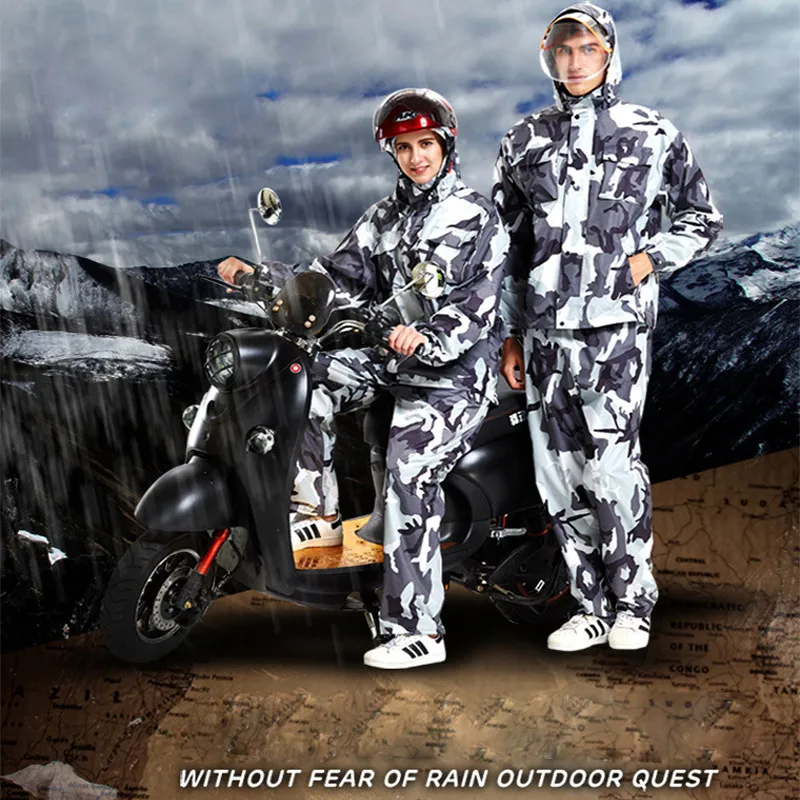 Камуфляжный раздельный дождевик штаны костюм для взрослых езды на мотоцикле