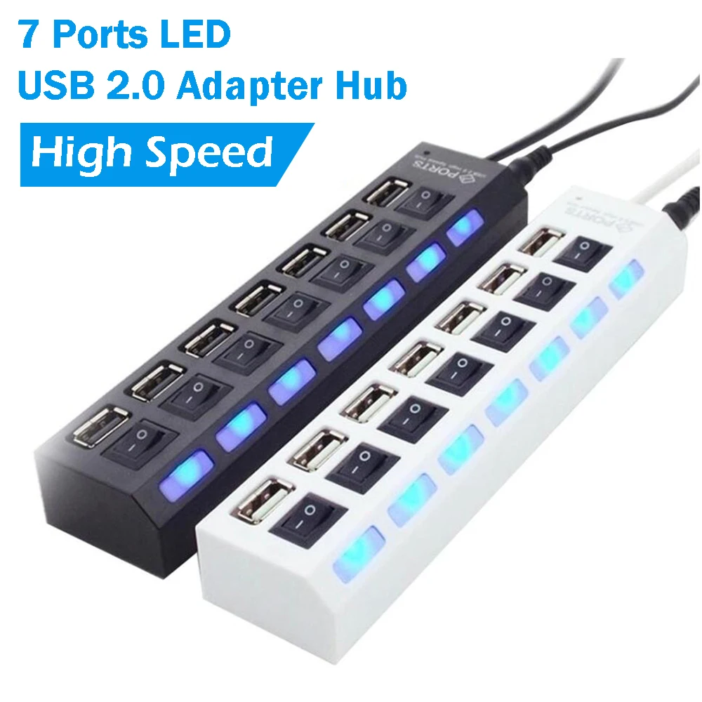 

7 портов с переключателем hub 7 портов LED Hub usb2.0hub usb-хаб для компьютера