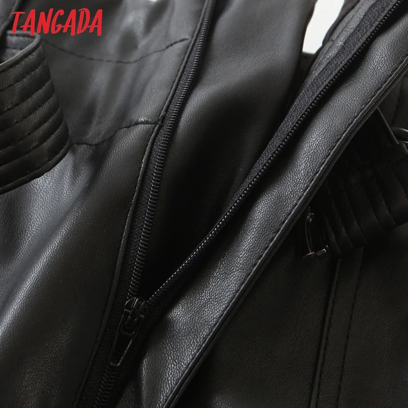 Женские повседневные шорты Tangada черные из искусственной кожи с поясом и