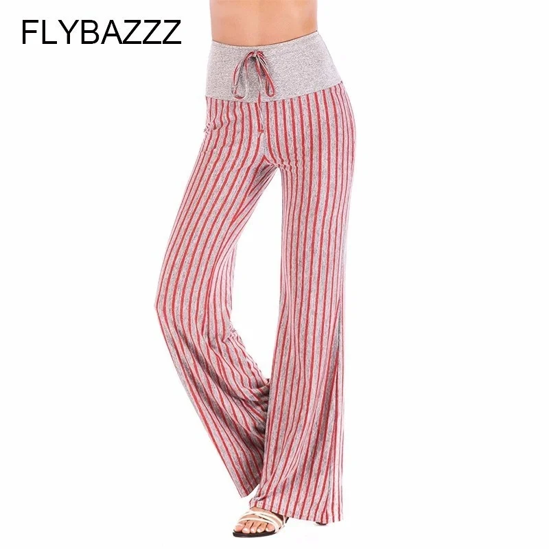 Женская обувь с полосатым принтом штаны для йоги свободные широкие в ноге полный
