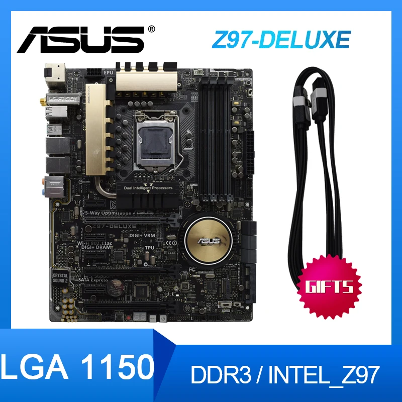 Preise ASUS Z97-Deluxe Original PC Motherboards DDR3 LGA 1150 USB 2,0 USB 3,0 USB 3,1 32GB I3 I5 I7 CPU Z97 Desktop Motherboard Set