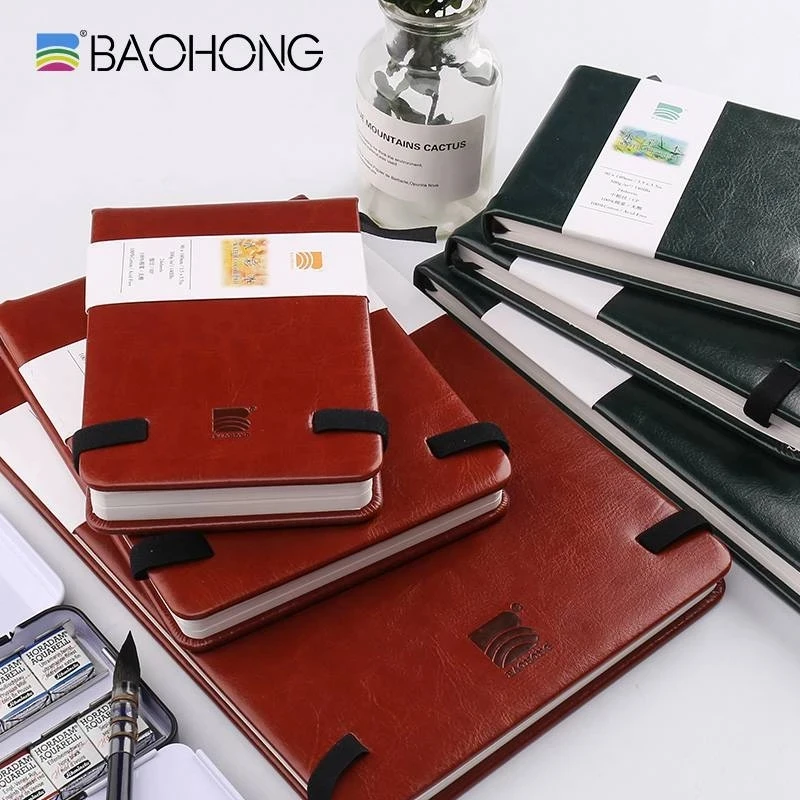 

Baohong 100% Cotton PU Watercolor Paper Book 300 g 24 sheets Portable Travel Watercolor Sketchbook Acuarelas Art Supplies