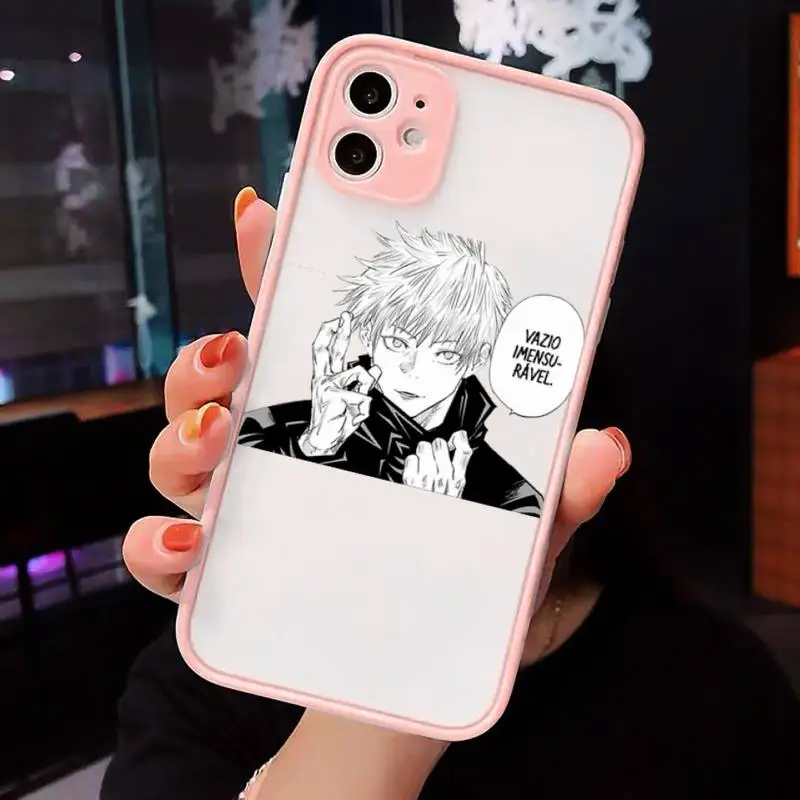 

Jujutsu Kaisen Phone Case For iPhone 12 11 Mini Pro XR XS Max 7 8 Plus X Matte transparent Pink Back Cover