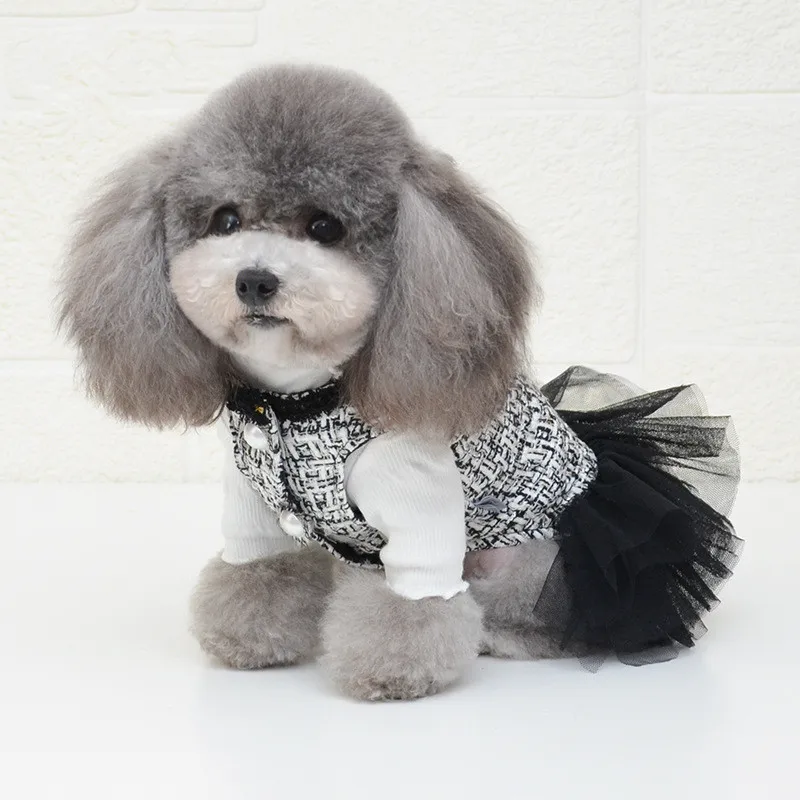 Одежда для домашних животных черная розовая юбка пачка с кружевным дизайном