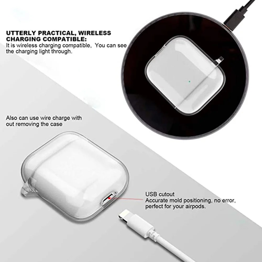 

Charging Cover Bag for Apple AirPods 1st / 2nd Generation Transparent Cases Bluetooth Box Headset Clear Protective