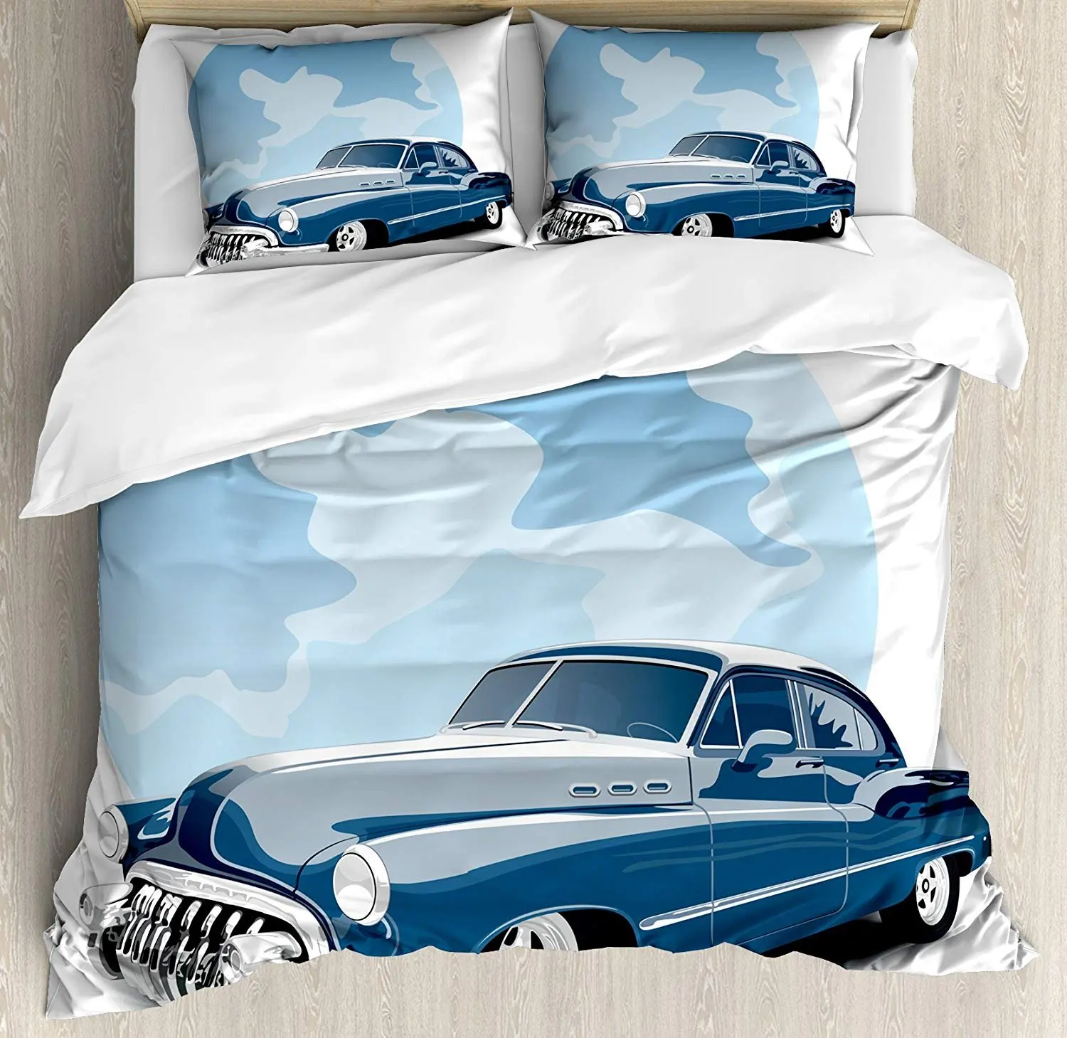 

Cars Bedding Set Old Timer Vintage Automobile Collector's Revival Nostalgia American Culture Duvet Cover Set Pillowcase for Home