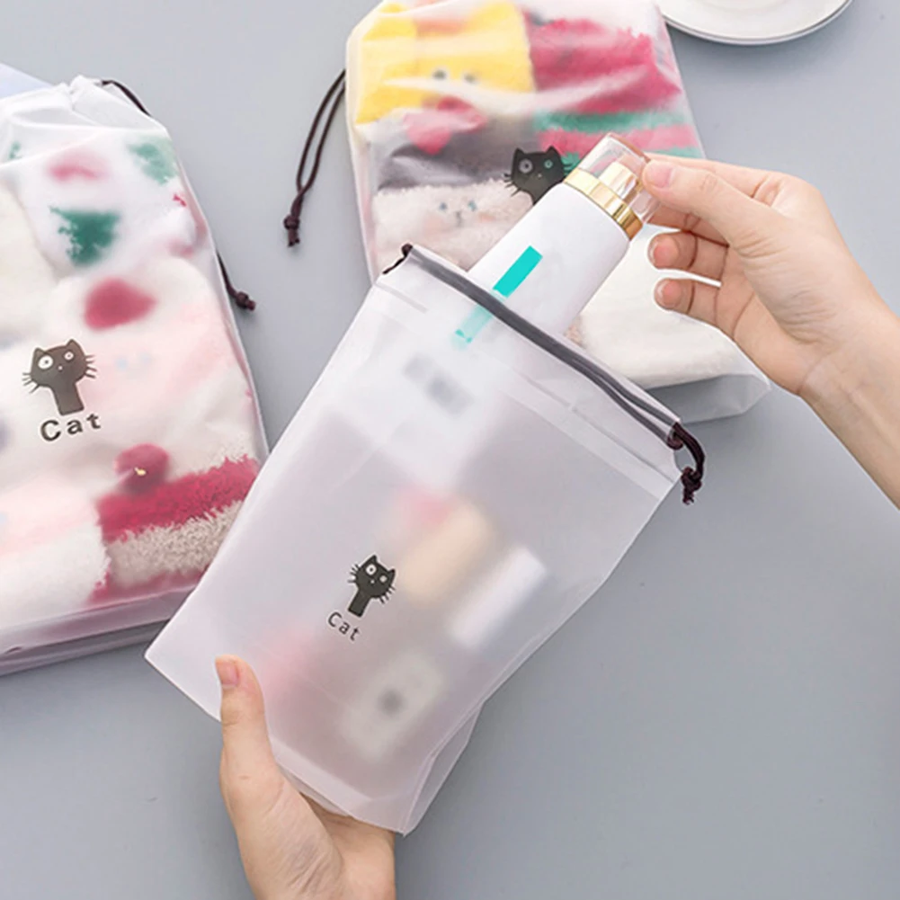 New Arrival Cute Portable Travel Laundry Drawstring Bag Cat Print Underwear Home Sundries Pouch | Дом и сад