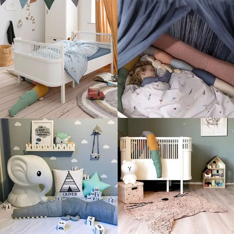 

185cm Newborn Baby Bed Bumper Cartoon Crocodile Animal Stuffed Doll Infant Crib Protector Pillow Cushion Nursery Props Sofa