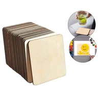1pcs 10x10cm blank wood unfinished wood pieces square natural slices for diy crafts painting staining coasters home decoration