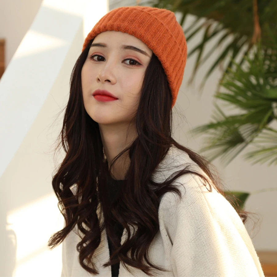 Милая теплая шерстяная Шапка-бини, женская зимняя модная однотонная хеджирующая шапка, женские осенние повседневные эластичные шапки, женская шапка для художника