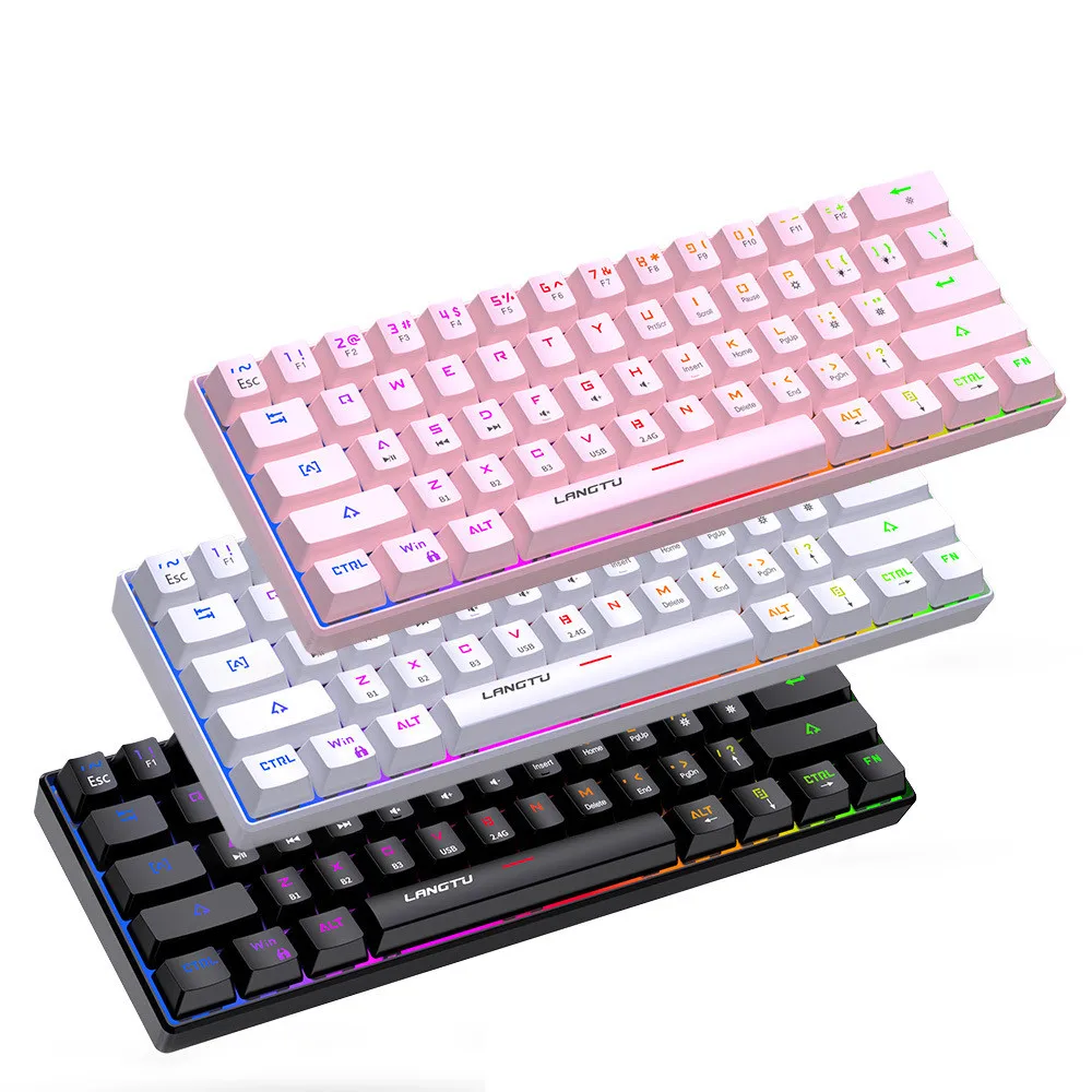 

Беспроводная подсветильник ка RGB с подсветкой, совместимая с Bluetooth, 2,4 ГГц, проводная клавиатура с тремя режимами работы для ПК, ноутбука, пла...