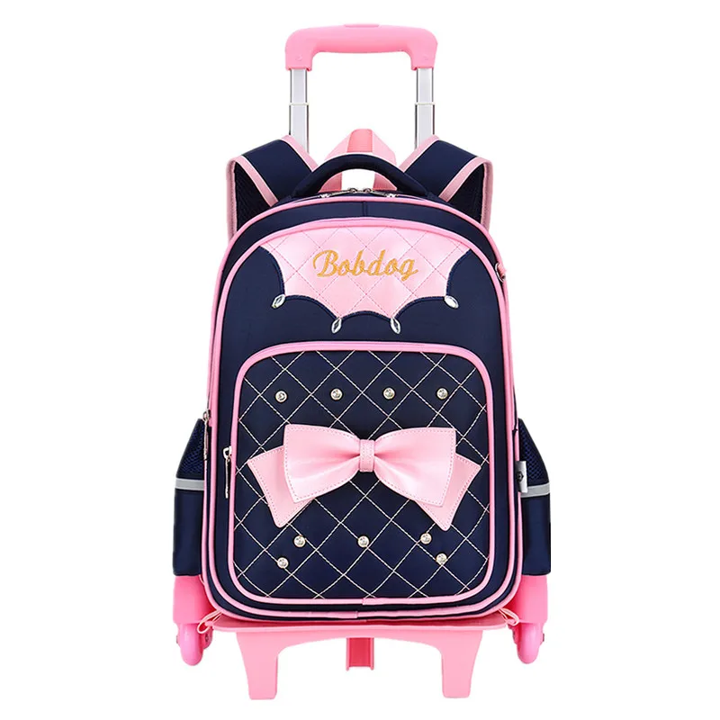 Детские школьные ранцы для девочек, рюкзак на колесиках для школы, чемодан на колесиках для книг, съемный рюкзак на колесиках