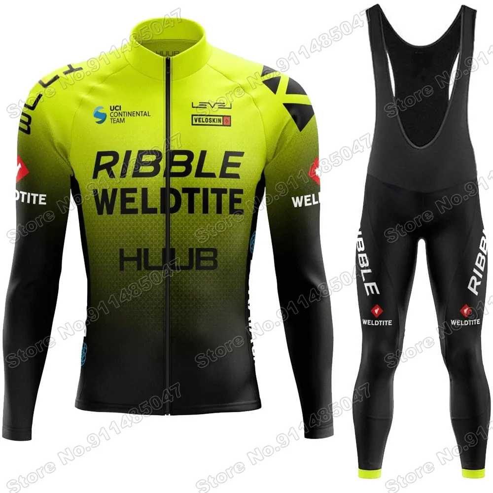 

HUUB Team 2021 Summer Cycling Jersey Set Clothing Suit Mens Long Sleeve MTB Bike Road Pants Bib Ropa Ciclismo