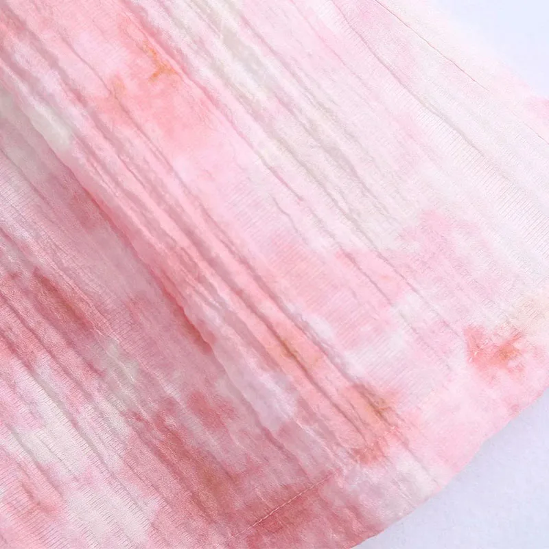 

Women Summer Tie dye Fashion Shorts 2021 ZA Pleated Elastic waist Female Vintage Elegant Street Shorts Botton Clothes