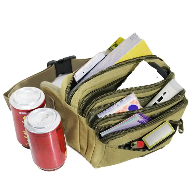 Винтажная холщовая поясная сумка с несколькими карманами на бедрах для спорта и