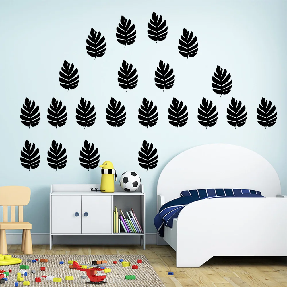 

Съемные Виниловые настенные наклейки с растительными листьями, Настенный декор для детских комнат, украшения детской комнаты, настенные на...