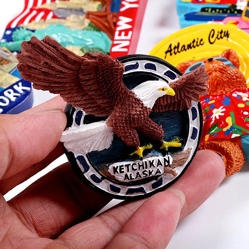 Американский сувенир из США 3D магнитный холодильник мир сувенирные магниты на