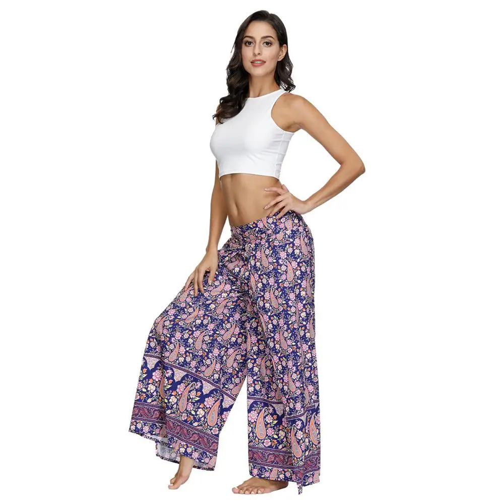 Boho женские свободные повседневные штаны для йоги летние спортивные брюки